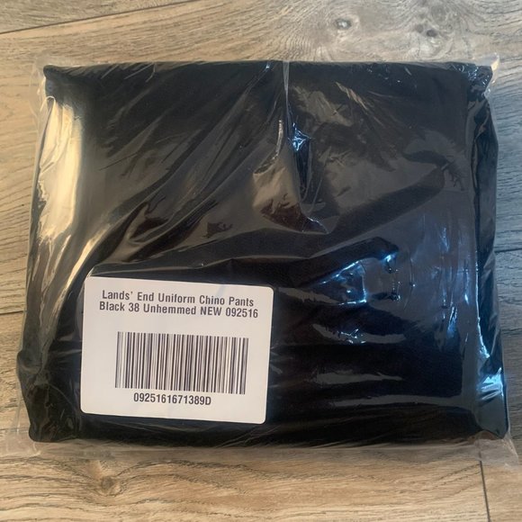 NWT LANDS' END UNIFORM ELASTIC WAIST CHINO PANTS BLACK 36 & 38 (UNHEMMED) - Picture 6 of 11